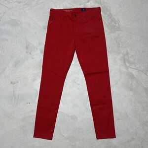 $178 New AG JEANS The Farrah Skinny Ankle Women's 30 POPPY Red High-Rise Pants